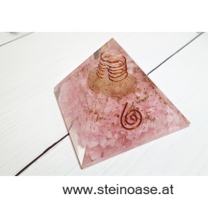 Orgonit Pyramide: Rosenquarz & Blume des Lebens & Herkimer Kristall & Spirale